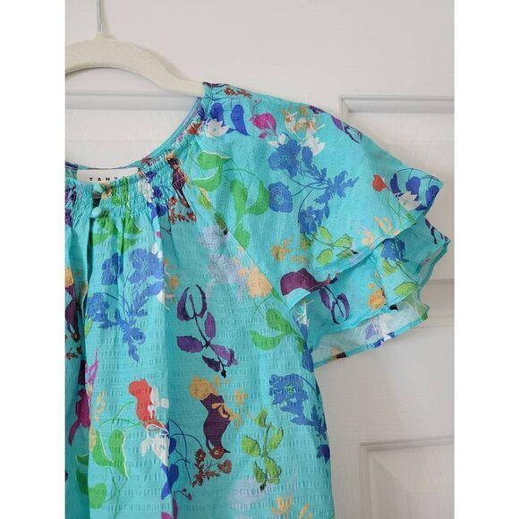 TANYA TAYLOR Eve Printed Ruffle Blouse $298 S - Picture 3 of 9